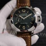 Perfect Replica Panerai Luminor Marina PAM 00422 Black Face Brown Leather Strap 44mm Watch
